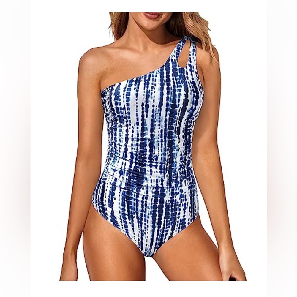 HOLIPICK NWT Blue/White Tummy Control One Piece Bathing Suit XXL